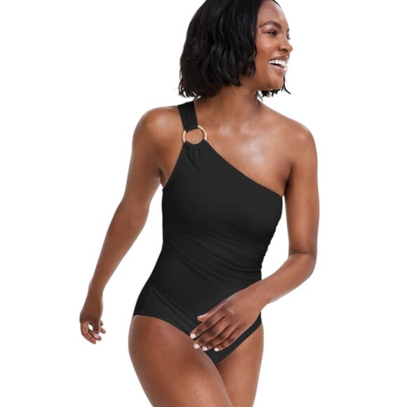 NWT Michael Kors Embellished One-Shoulder Underwire One-Piece Swimsuit - Picture 1 of 8